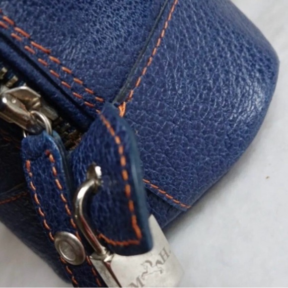 Mario Hernandez Blue pebbled leather domed satchel - Picture 2 of 5